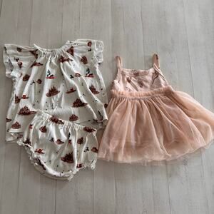 Milkbarn Organic Cotton Sandcastle Dress and Bloomer Plus Seashell Dress 6-12m